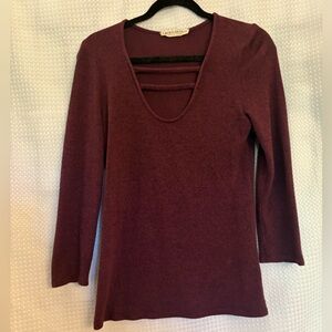 Purple Fitted Cut Out Blouse